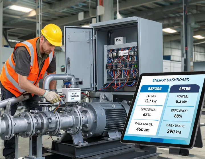 Automation engineer comparing transmitter readings on a pump skid